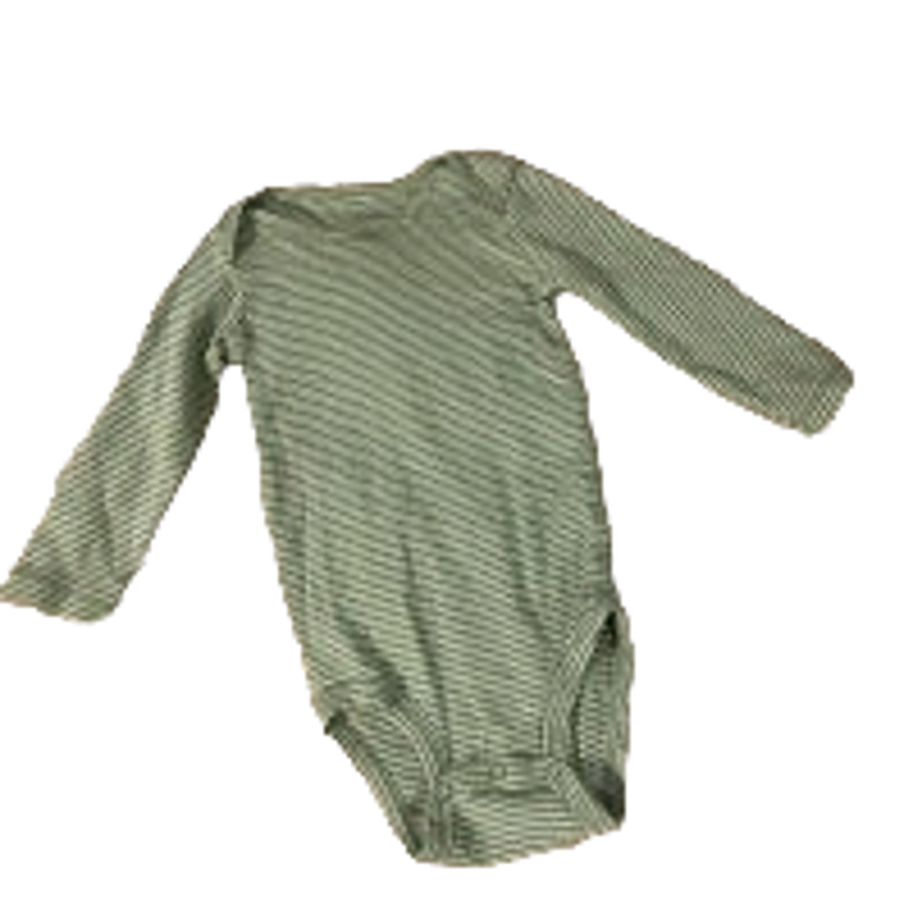Carter's Green White Striped Long Sleeve One Piece Boy Baby Sz 12M